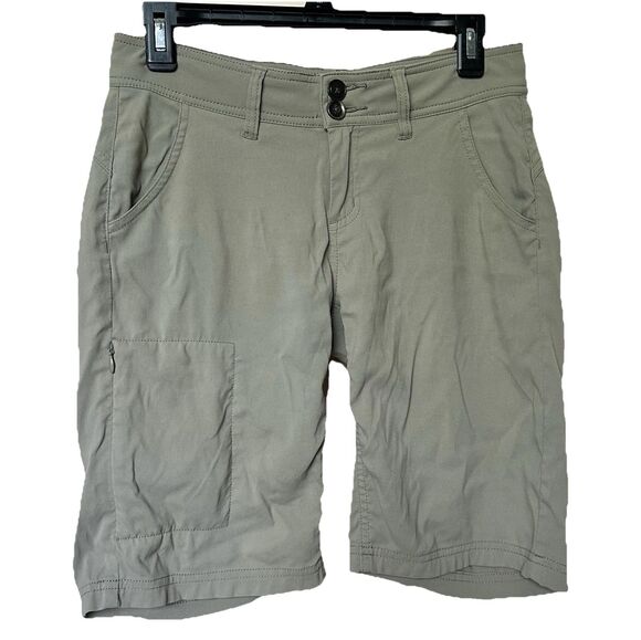 prAna Pants - PrAna Bermuda Shorts Size 0 XS Tan Stretch Hiking Outdoors Gorpcore Safari Camp